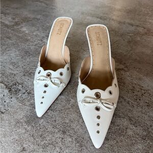 Schutz White Pointy Mules